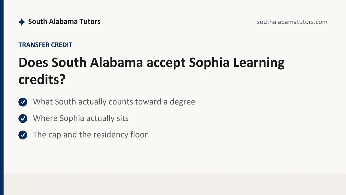 Does South Alabama accept Sophia Learning credits?, a South Alabama student guide, from South Alabama Tutors