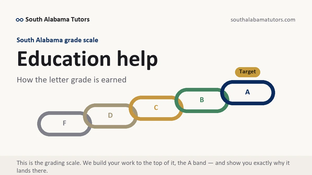 Education help at South Alabama, the grading standard every deliverable is built to, from South Alabama Tutors