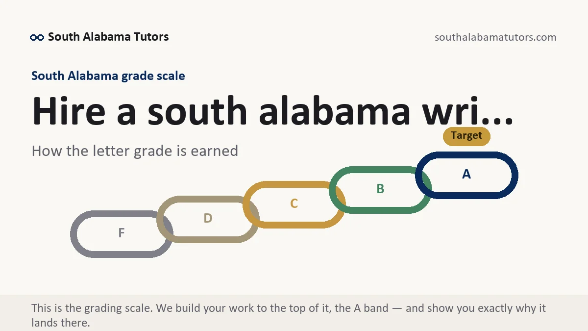 Hire a south alabama wri... at South Alabama, the grading standard every deliverable is built to, from South Alabama Tutors