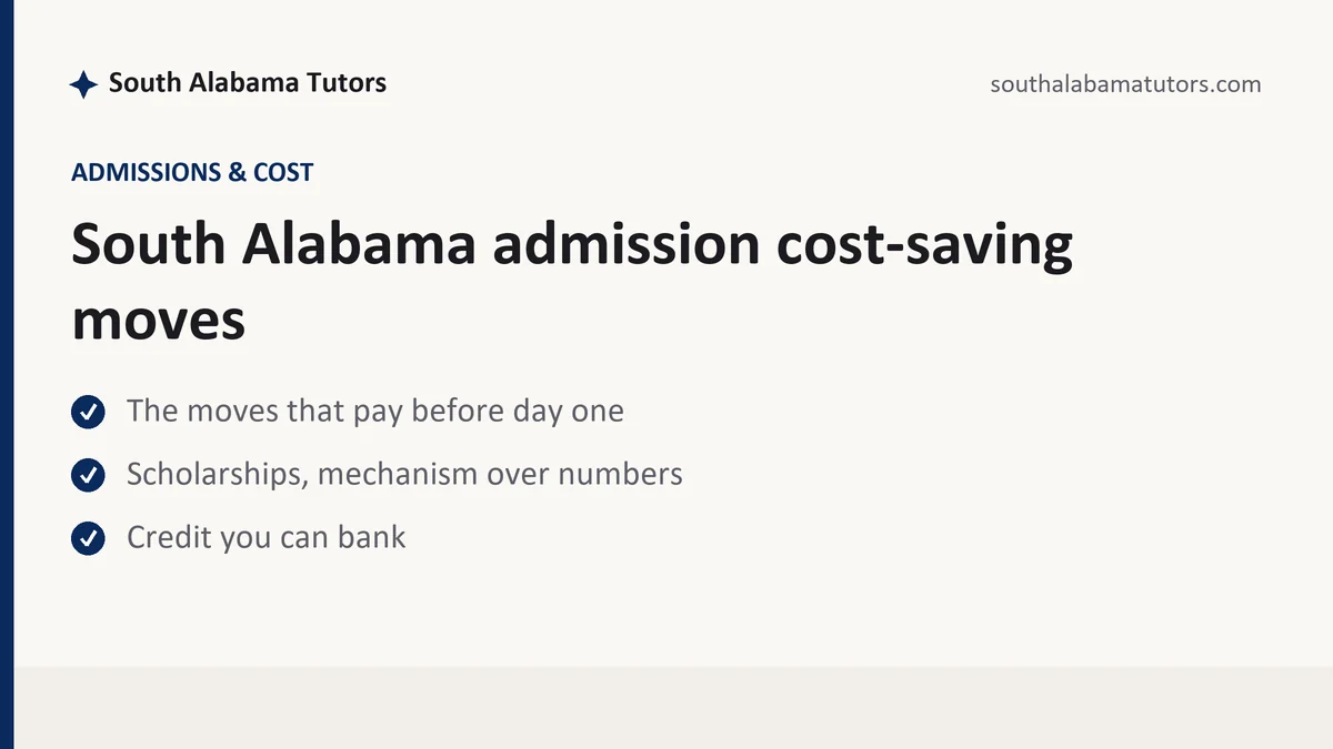 South Alabama admission cost-saving moves, a South Alabama student guide, from South Alabama Tutors