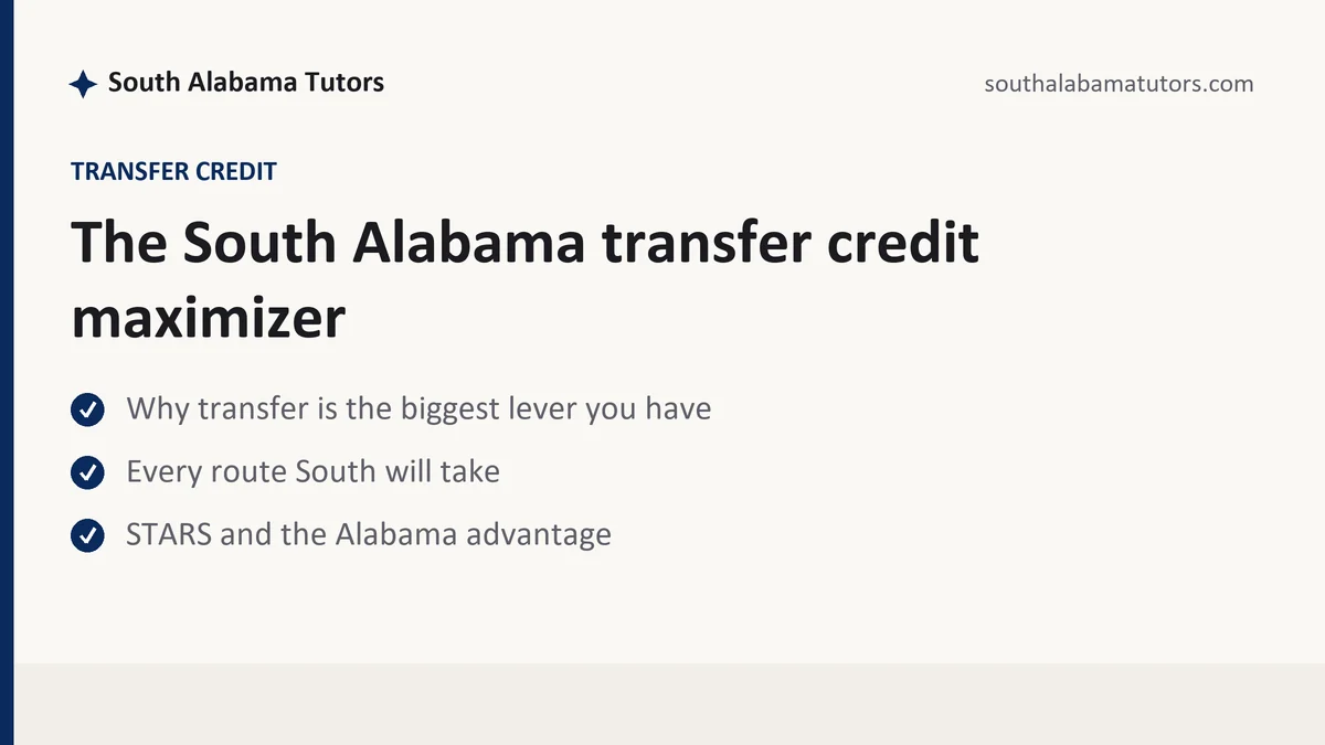 The South Alabama transfer credit maximizer, a South Alabama student guide, from South Alabama Tutors