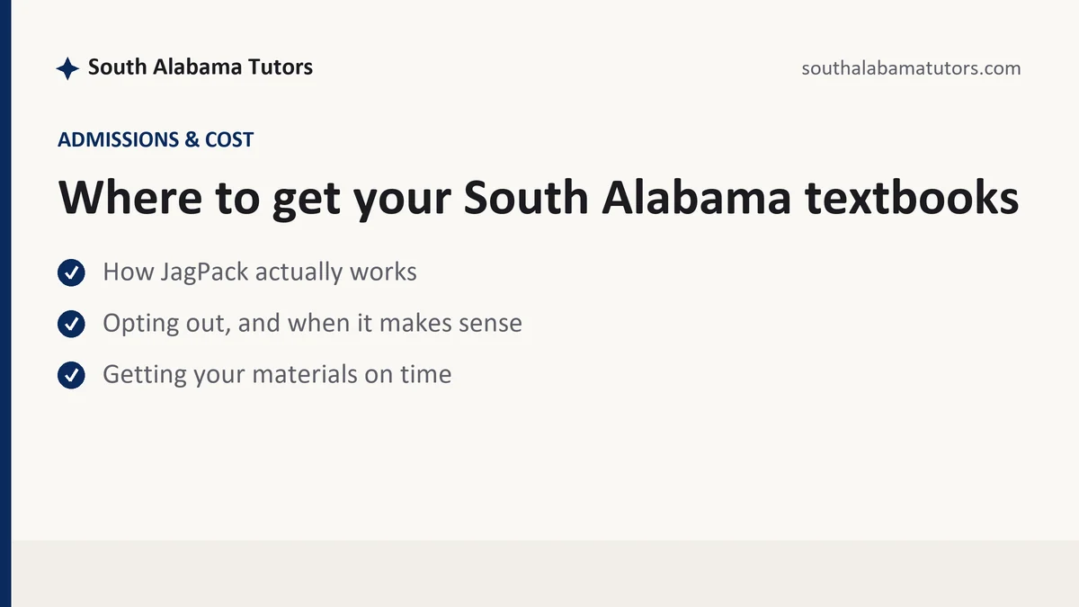 Where to get your South Alabama textbooks, a South Alabama student guide, from South Alabama Tutors